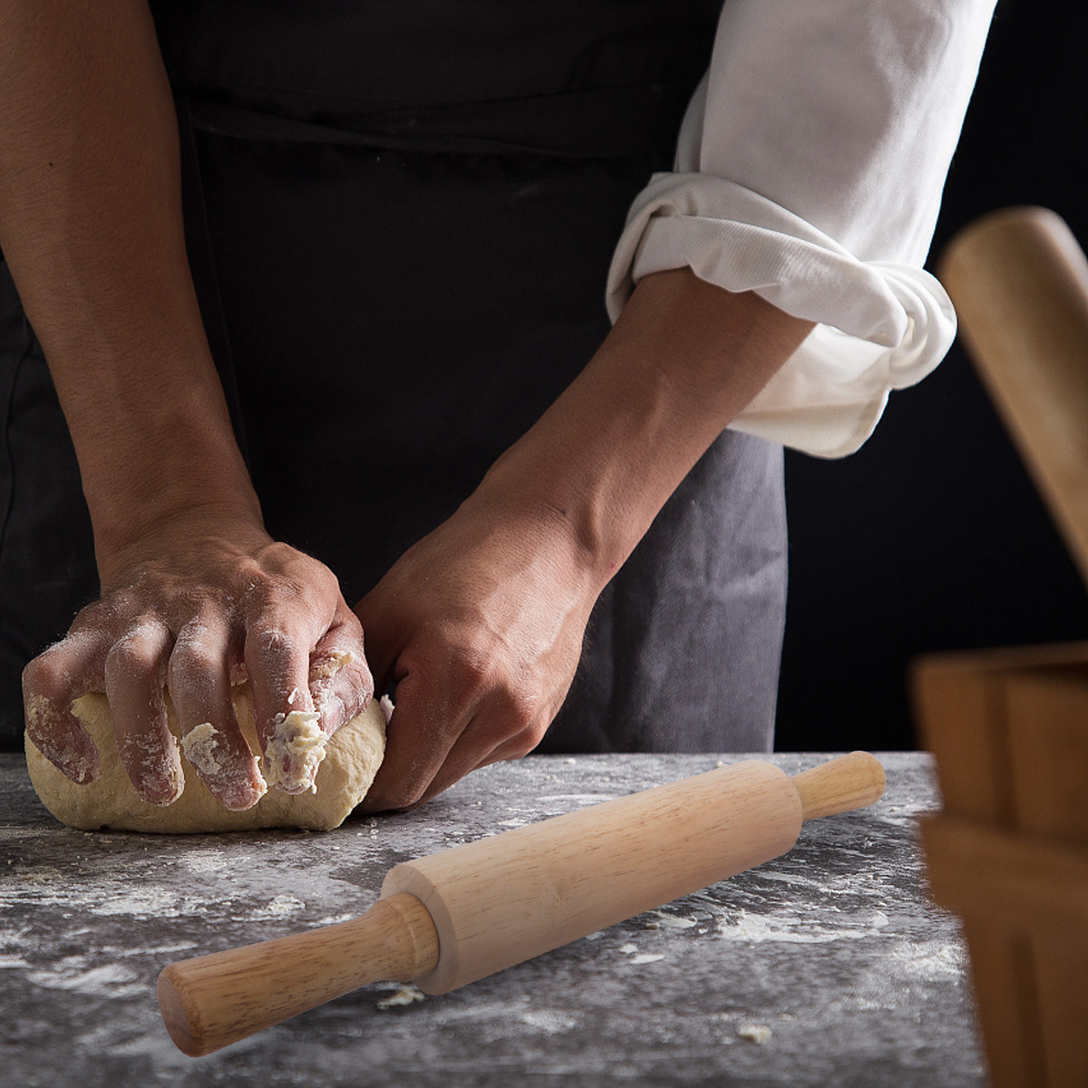 Kitchen Roller Baking - Высококачественная скалка из каучукового дерева для